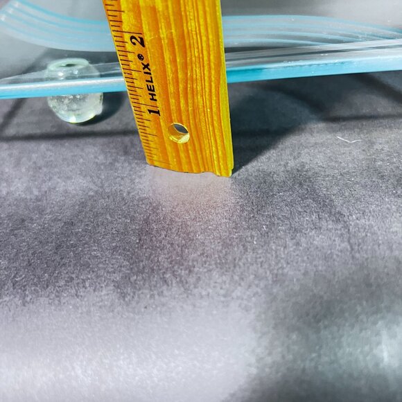 Vtg Unique Concave Art Glass Serving Decor Tray Cut Etched Wavy Lines Ball Feet - Picture 5 of 8